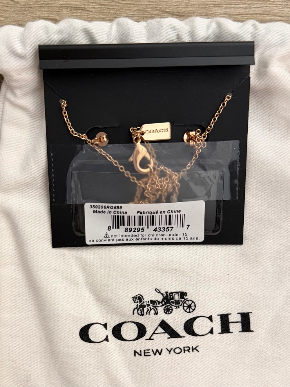 Coach Rose Gold Crystal Necklace & Flower Stud Earrings Set NWT - Picture 4 of 5